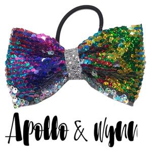 Cheer/ Dance Rainbow Sequin Changeable Bow
